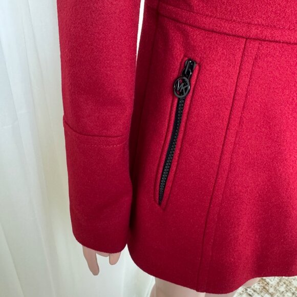 Michael Michael Kors Wool Blend Double Breasted Peacoat Coat Jacket Sz 8 Red - Picture 9 of 17